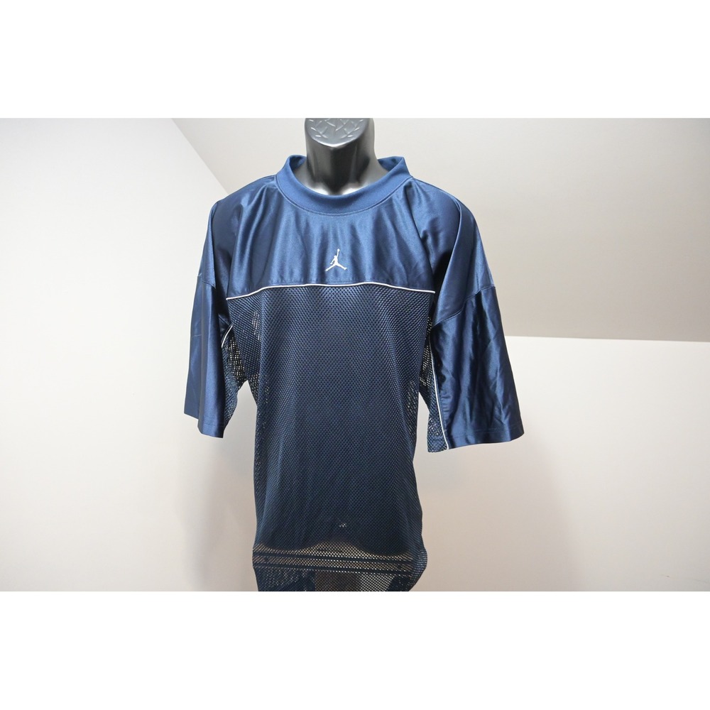 VTG Jordan Jersey Men 3XL Navy Blue Mesh Satin Jumpman Basketball Shirt